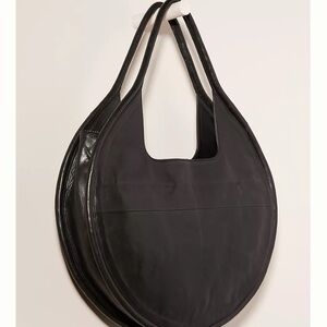 Anthropologie structured circle tote in black
